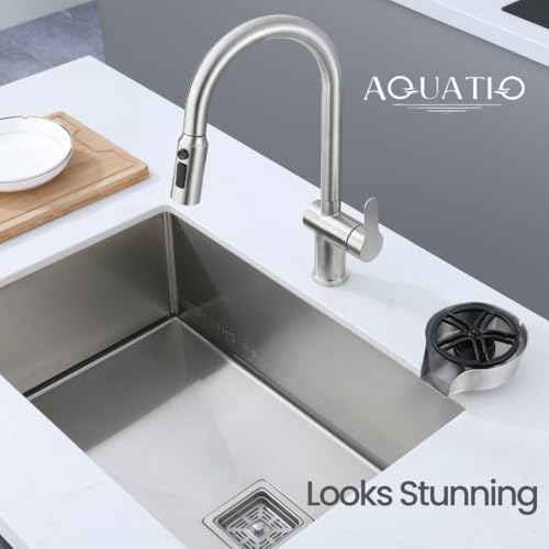 2 in1 Glass Rinser for Kitchen Sink - Stainless Steel Cup Cleaner - Counter Top Bottle Washer - Kitchen Sink Accessories - Attachements - Sink Sprayer (Nickel)