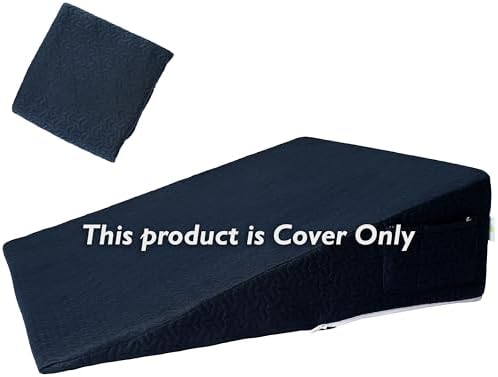 Wedge Pillow Cover for 26x25x7.5 Bed Wedge Pillow, Hypoallergenic, Replacement Pillowcase Cover with Zipper & Pockets, Navy Blue