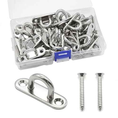 24 PCS 1.8 Inch Pad Eye, Stainless Steel Ceiling Hook Pad Eye Plate, Marine Hardware Staple Hook Loop with Screws