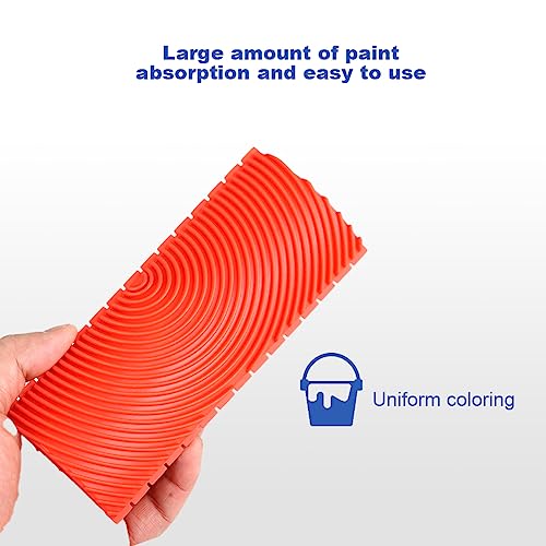 4PCS Wood Graining Tool Rubber Wood Graining Painting Tool,Woodgrain Maker for Decorative Painting,Woods Grain Paint Tool Look Like Woods for Wall Room Art Paint Decoration(Red,Size:4 Sizes)