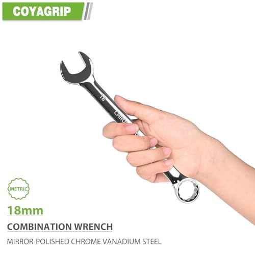 18mm Wrench, Industrial Grade Spanner, Combination Wrenches Metric with 12-Point Box End, 15-Degree Offset, 18mm Wrenches Chrome Vanadium Steel Mirror Polished
