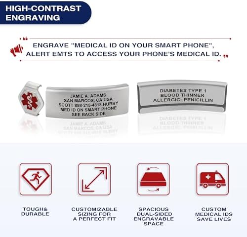 Divoti Custom Engraved Medical Alert ID Bracelet – Dual-Sided Laser Etching, Silicone Wristband, Stainless Steel Security Clasp – Adjustable & Trim-to-Fit – Emergency Medical Info Band for Men & Women
