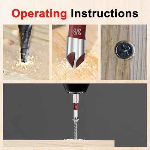 5Pcs Countersink Drill Bit Set, 82 Degree 5-Flute Industrial-Grade HSS, 1/4" Hex Shank, Sizes 1/4"-3/4" for Wood, Plastic, Fiberboard & Soft Metals, with Moisture-Resistant Aluminum Storage Case