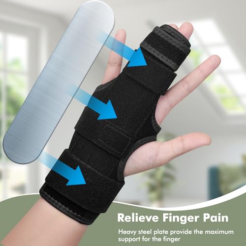 Trigger Finger Splint, 2 Finger Brace for Index, Middle, Ring, Pinky Finger, Treatment for Hand Fractures, Arthritis (S/M, Right)