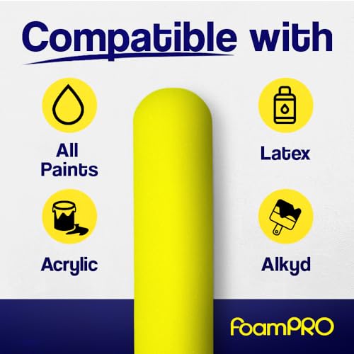 FoamPRO 75RS Slim Trimmer Roller Refills, 6" x 3/8" - High-CapacityFoam Refills for Bathrooms, Kitchens, Closets 7 Confined AreasSmooth & Even Paint Application - Works with All Paints- 10 Pack