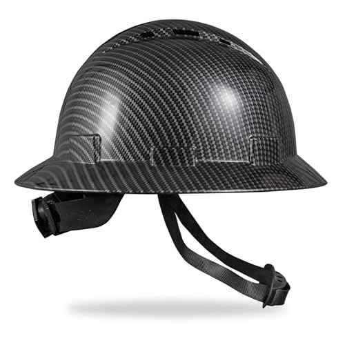 SRSAFETY Full Brim Hard Hat Carbon Fiber Design 6 Point Adjustable Ratchet Suspension OSHA Approved ABS Work Helmet for Men&Women ANSI Z89.1 Type I Class C