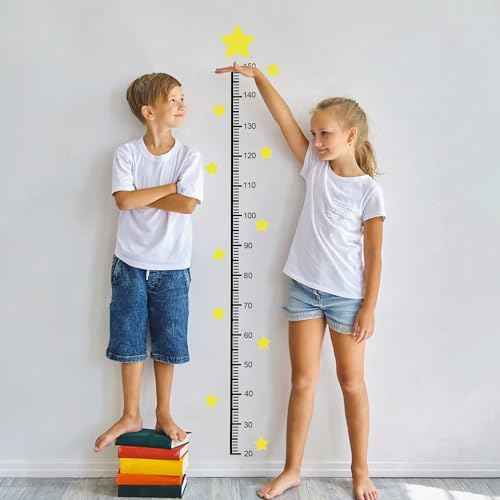 Wall Stickers Star Height Stickers Growth Chart Sticker for Wall Measure Decals Ruler Wall Decals for Children Nursery Wall Decor Baby Bedroom Toddler Living Room Playroom Decorations (Star)