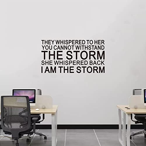 SEATUNE Inspirational Quotes Wall Stickers - Women Teen Girls Wall Decals - Positive Motivational Encouragement Home Vinyl Art Wall Decor - They Whispered to Her You Cannot Withstand The Storm 21"X11"