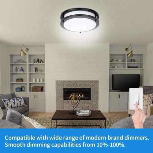 Drosbey 72W LED Flush Mount Ceiling Light Fixture, 16 inch Light Fixtures Ceiling for Kitchen, Bathroom, Bedroom, Garage, Super Bright 7500 Lumens, Daylight White 5000K