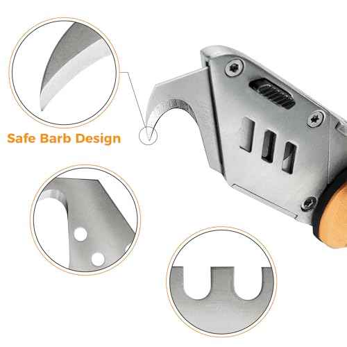 100PCS Utility Hook Blades, SK5 Carbon Steel Super Big Hook Trimming Blades, Safety Horn Knife Blade for Wallpaper, Cutting Carpets, Roofing, Industry Materials