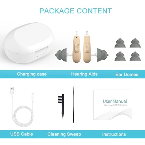 TrueSound11-Channel Rechargeable Hearing Aids for Seniors，Waterproof OTC Hearing Device with AI Noise Cancellation & Magnetic Charging Case