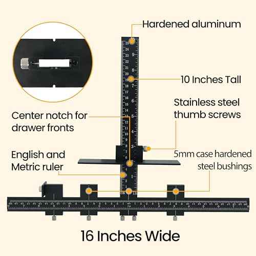 Cabinet Hardware Jig, Adjustable Cabinet Handle Jig Tool, Aluminum Alloy Cabinet Door Jig for Handles and Pulls, Cabinet Hardware Template Tool for Installation of Door, Drawer, Knobs