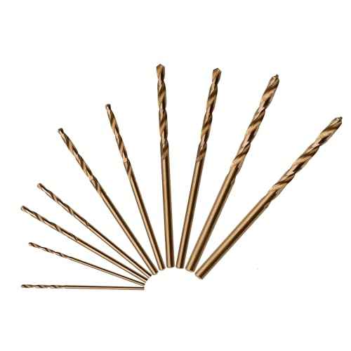 10 Pcs High Speed Steel Cobalt Drill Bit Set 2 Pcs of Each 1mm(3/64"), 1.5mm(1/16") 2mm(5/64") 2.5mm(3/32") 3mm(1/8") Jobber Length Twist M35 Metal Drill Bit For Stainless Steel And Hard Metal