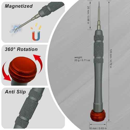 P2 Pentalobe Screwdriver, Precision Screwdriver Star Shape 0.8mm Compatible with iPhone HUAWEI Xiaomi OPPO, Magnetic, Swivel Top, Hard S2 Steel Tip, Aluminum Alloy