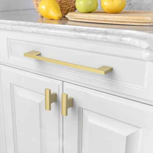 Amerdeco 10 Pack Brushed Gold Cabinet Pulls 7.5 Inch(192MM) Hole Centers Kitchen Cabinet Handles Cabinet Hardware Kitchen Handles for Cabinets Cupboard Handles Drawer Pulls ZH0060