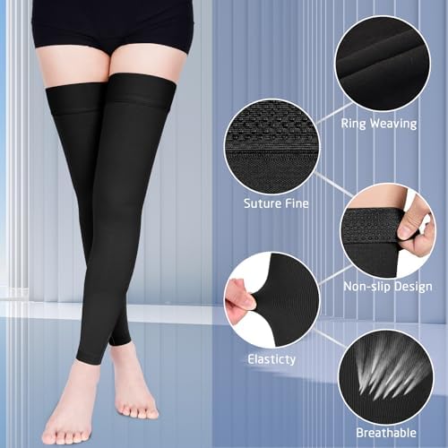 Compression Stockings for Women & Men, 15-20 mmHg Thigh High Compression socks, Medical Graduated Compression Support for Edema, Varicose Veins, Swelling