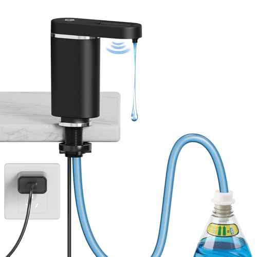 Automatic Dish Soap Dispenser for Kitchen Sink, Touchless Electric Sink Soap Pump, Leak-Proof & Universal Fit, 35" No-Spill Tube Kit, Easy Install & Sleek for Kitchen Bathroom (Black)