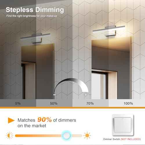 LED Modern Bathroom Light Fixtures 12W Brushed Nickel Vanity Lights Bar 5CCT Dimmable ixture Over Mirror Vanity Light for Bathroom Lighting 15.7 inch ETL Certificated
