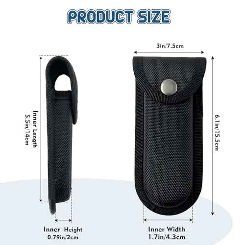 Nylon Pocket Knife Sheath, 5"-5.5" Portable Knife Holder for Belt, Horizontal/Vertical Carry Knife Pouch with Snap Closure, Multitool Folding Knife Sheath for Daily or Outdoor Use