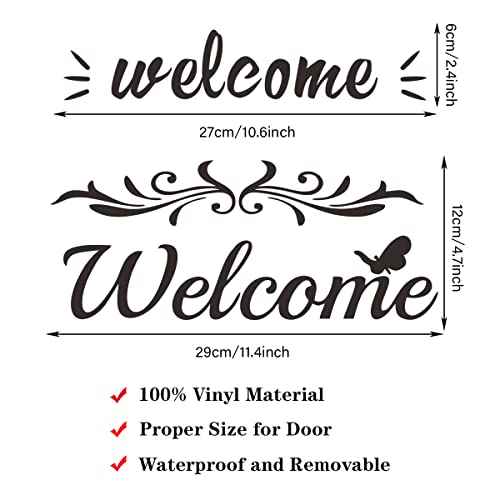 2 Sheets Welcome Sign Stickers - Peel & Stick Vinyl Decals for Front Door, Welcome Letters, Entryway, Office, Bedroom & House Doors