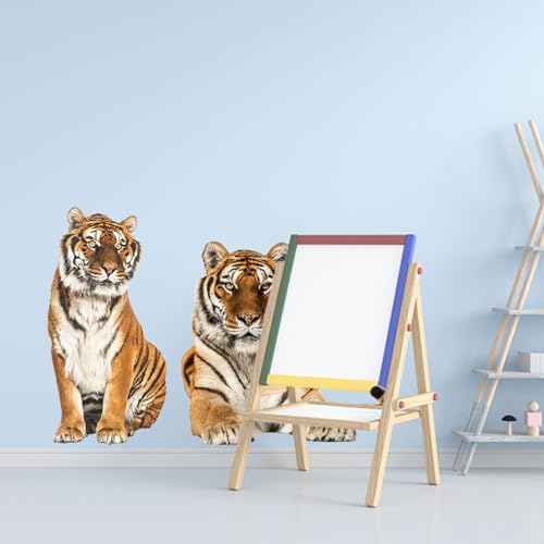 ELANE Tiger Wall Decor - 2 Sheets of Decals and Stickers for Kids, Baby, Bedroom, Bathroom, Living Room
