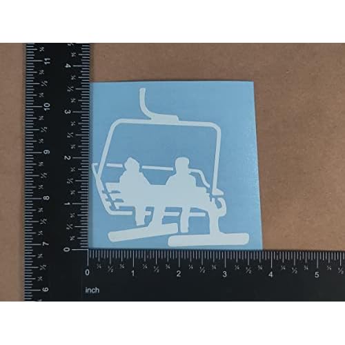 Snowboarding Decal 4 Pack: Snowboard Mountain, Goggles Beanie, Chairlift, Silhouette (Small ~3.5", White)