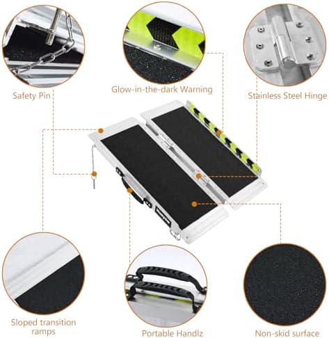 Wheelchair Ramp 3FT, Anti-Slip Aluminum Folding Handicap Portable Ramp, Wheelchair Ramps for Home Steps, Stairs, Doorways, Scooter Ramp