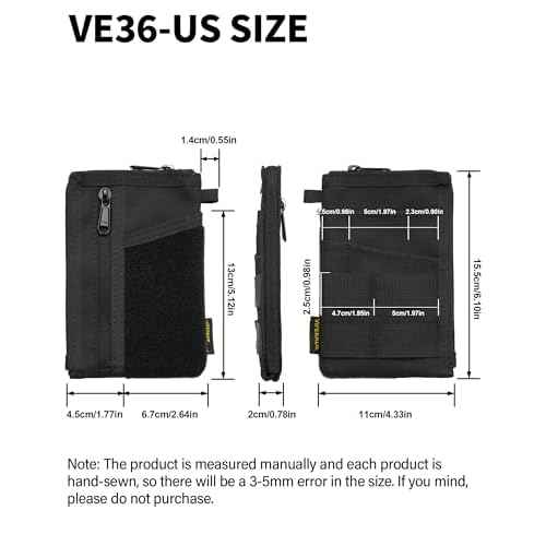 VIPERADE VE36 EDC Pouch Pocket Organizer, Slim EDC Pocket Organizer with Zipper, Tactical Pouch for Flashlight, Multitool, Pen, Notebook, Compact EDC Gear Pouch
