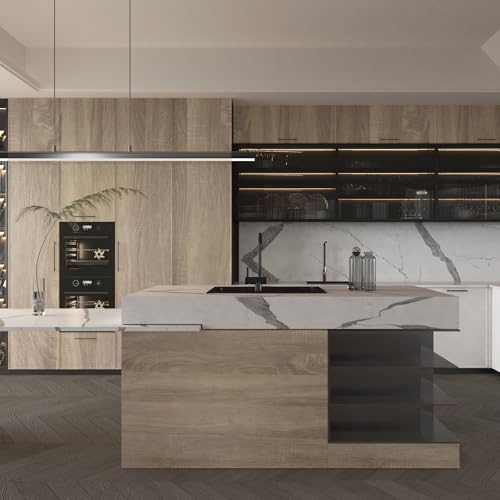 JSEVEM 16"¡¿118" Thick Beige Brown Grey Oak Wood Wallpaper Peel and Stick Self Adhesive Light Brown Gray Oak Wood Contact Paper Matte Texture Wood Wall Sticker for Cabinets Drawers Kitchen Island Table