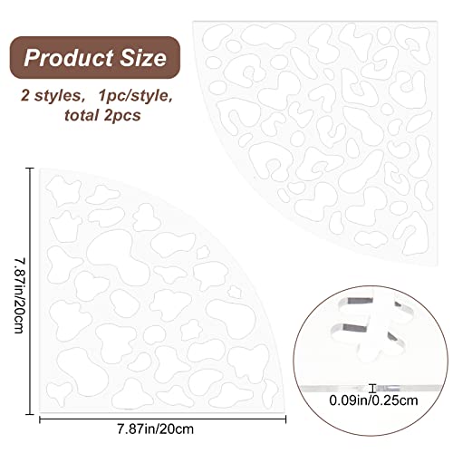 CRASPIRE Leopard Sleeve Stencil 2pcs Leopard Print Template Reusable Leopard Bleached Shirt Acrylic Sleeve Stencil Fan Shaped for Painting Baking DIY Crafts Wall Furniture