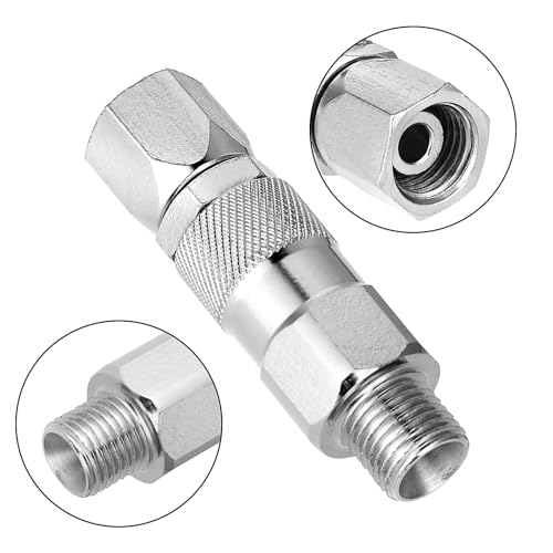 Airless Spray Swivel Connector Stainless Steel 1/4 Inch 360 Degrees Rotate High Pressure Spray Hose Swivel Connector Tips Accessories for Graco Paint Sprayer Hose