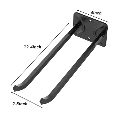 Ultrawall Garage Storage Hooks, Heavy Duty Steel Tool Organizer, 12.4 Inch Wall Mount Hangers Racks for Car Tires, Ladders, Chairs, Ropes and Garden Tools, 4 Pack