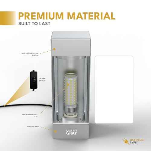 Square Shabbos Lamp ? Elegant Silver | UL Approved, Kosher for Shabbos, Blackout Hood, Fireproof Plastic, 15W LED Included