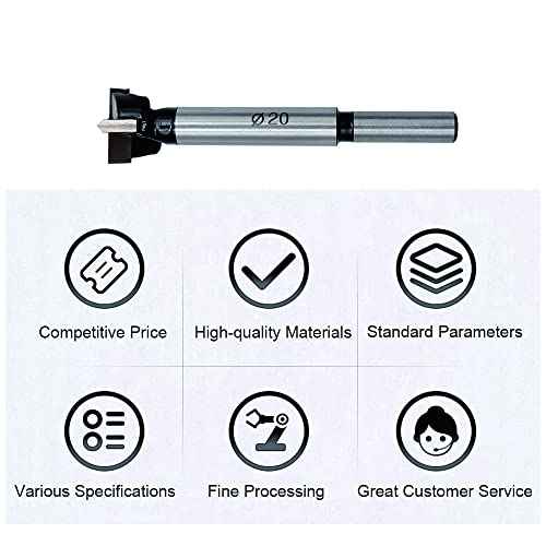Forstner Drill Bits 20mm (25/32 inch) Tungsten Carbide Upgraded Version Higher Hardness Wood Hole Saw Auger Opener Woodworking Drilling Tool Wood Cutter
