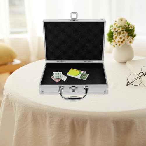 Housoutil Aluminum Alloy Carry Case, Silver Aluminum Case with Foam, Briefcase Storage Box for Instruments, Makeup, And Parts, For Professionals and Everyday Use (9.16X8.65X2.52in)