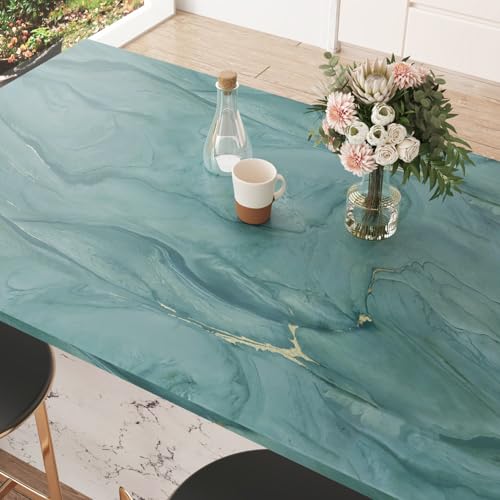 Wallercity Teal Marble Contact Paper Peel and Stick Countertops Waterproof Wallpaper for Bathroom Kitchen Marble Blue Wallpaper for Counter Top Dresser Cabinets Table Vinyl Wall Paper 15.8''x78.7''