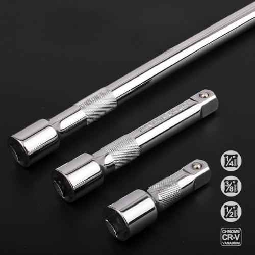 3/8" Drive Socket Extension Bar Set, Professional Socket Extension Set Include 3, 6, and 10 Inch Extensions, Premium Cr-V Steel Construction