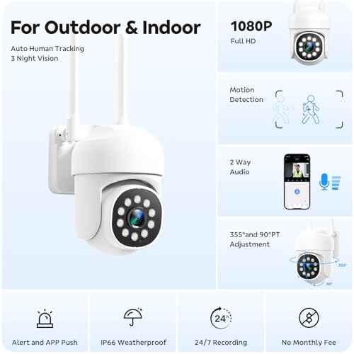 CAMCAMP Wireless Cameras for Home Security, 2K 360¡Æ View Pan/Tilt Outdoor WiFi Camera 5G & 2.4G, Auto Human Tracking, Smart 3 Night Visions, 2 Way Talk, Easy Install, Indoor, IP66, Support SD Storage
