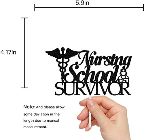 Nursing School Survivor Cake Topper,Class of 2025 Nurse Graduation Cake Decor,Congrats Nurse,Nursing School Graduation Party Decoration Supplies Black