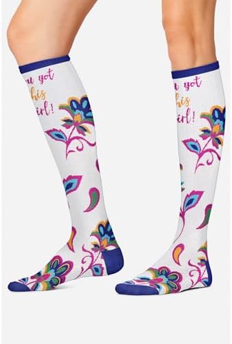 Cherokee Women's 10-15mmHg Compression Socks – Fun Print Knee Highs with Light Support, Soft Feel - PRINTSUPPORT