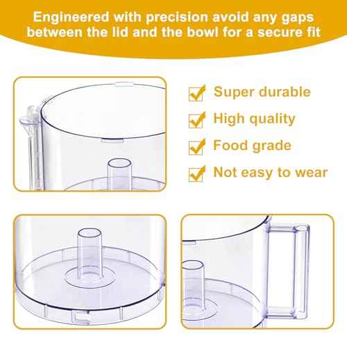 DLC-005AGTXT1 Replacement 14-Cup Food Processor Work Bowl with Gray Handle Compatible With Cuisinart DFP-14, for Cover DFP-14NWBCT1 NOTE: 4 Tabs on Top Rim of Workbowl