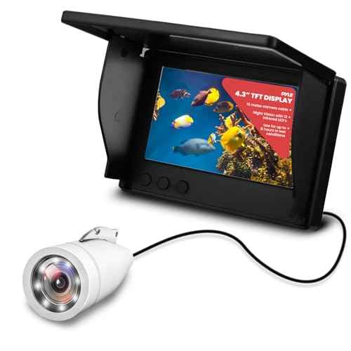 Pyle 4.3" LCD Portable Underwater Fishing Camera ? 1000TVL Waterproof Fish Finder with 12 Infrared LED Lights, IP68 Rated for Ice, Lake & Ocean Fishing, Carry Case Included (Black)