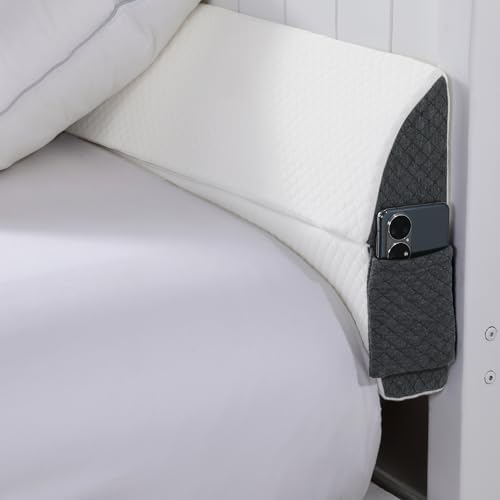 HOMBYS Pillow Wedge for Headboard Gap,Mattress Wedge Gap Filler Queen Size,Bed Crack Pillow,Foam Bed Gap Filler,Multifuctional Headboard Space Filler with Side Pocket,Fill The Gap (0-7")