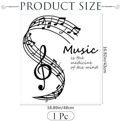 CREATCABIN Music Wall Decals Musical Note Wall Stickers Vinyl Wall Art Notes Notation PVC Adhesive Home Mural Decor Gift for DIY Classroom Living Room Music Studio Decoration 19x17Inch