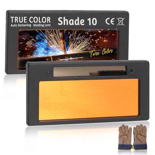 Auto Darkening Welding Lens, Shade 10 True Color Welding Lens Gold 2x4 1/4 Welding Lense for Sugar Scoop Welding Hood or Pancake Welding Hood (Len Inside the Gloves)