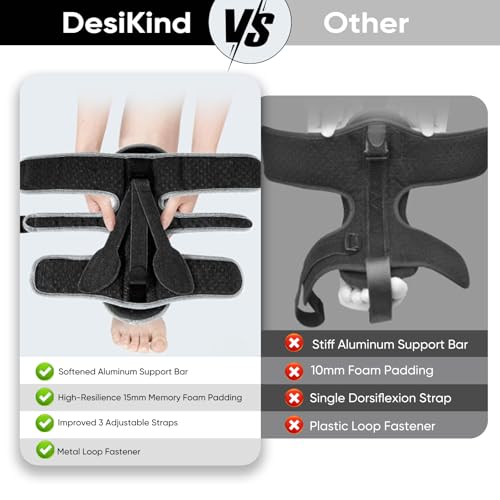 Plantar Fasciitis Night Splint, 3 Adjustable Straps for Plantar Fasciitis, Foot Drop & Heel Pain Relief, Comfortable Night Splint Support for Day & Night Use (Black)