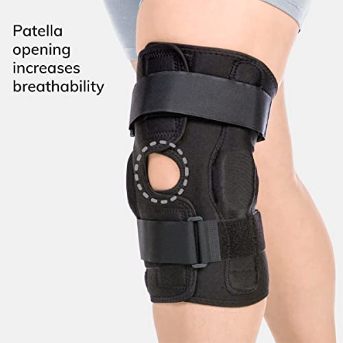 BraceAbility Torn Meniscus ROM Knee Brace - Hinged Post Surgery Support with Flexion Extension Control for Hyperextension and Locking Treatment, Ligament PCL or ACL Tears, Osteoarthritis Relief (M)