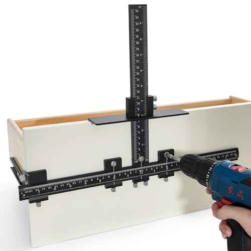 VEVOR Cabinet Hardware Jig, Aluminum Alloy Cabinet Handle Jig with Center Punch, Adjustable Cabinet Hardware Template Tool, for Installation of Door Drawer Front Knobs Handles and Pulls