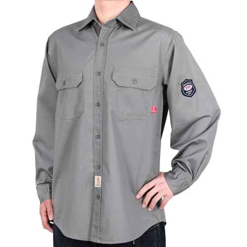 BOCOMAL FR Shirts 6.25oz Lightweight Welding Shirts Flame Resistant Men's Fire Retardant Shirt