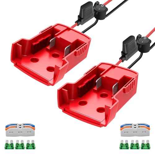 2 Pack Power Adapter Wheel Compatible with Milwaukee 18V,Power Battery Wheel Conversion Kit with Switch, Fuse & Wire Terminals, 12AWG Wire, Power Connector for DIY Rc Car Toys and Robotics